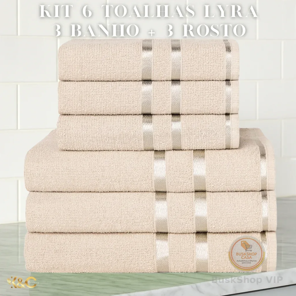 KIT 6 Toalhas Turquesa (3 Banho + 3 Rosto) 100% Algodão