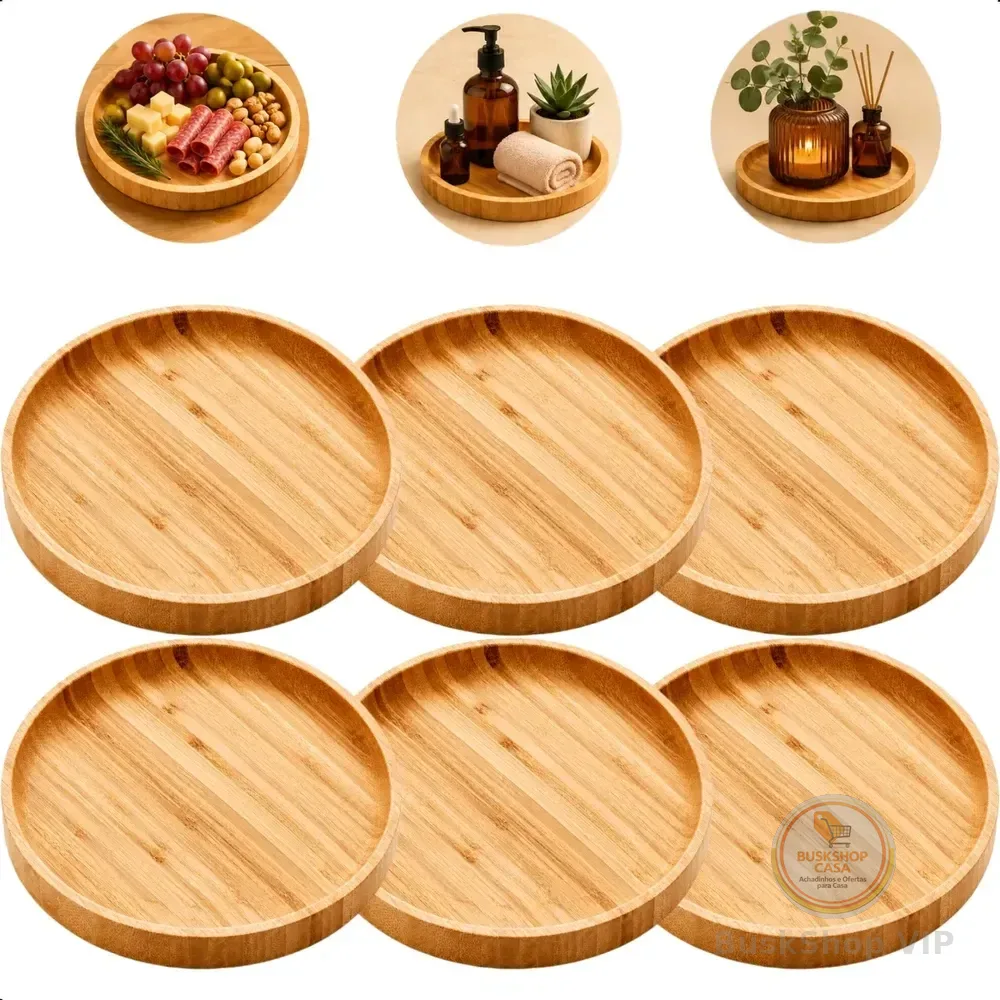 Conjunto 6 Pratos Raso Sobremesa De Bambu 18cm Verona Lyor