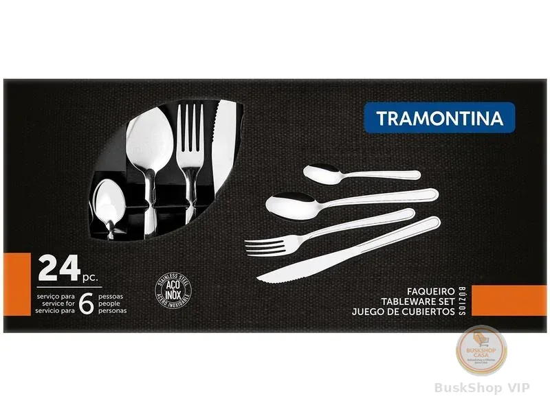 Jogo De Talheres Tramontina Colher Faca Garfo 24 Peças Búzios Inox Tramontina