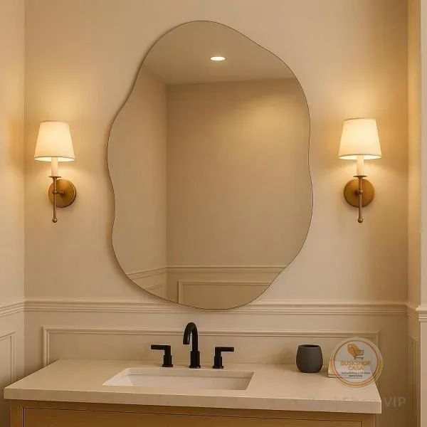 Espelho Vildrex Roma 70x50cm Design Moderno Para Banheiro Lavabo Quarto Lapidado Luxo