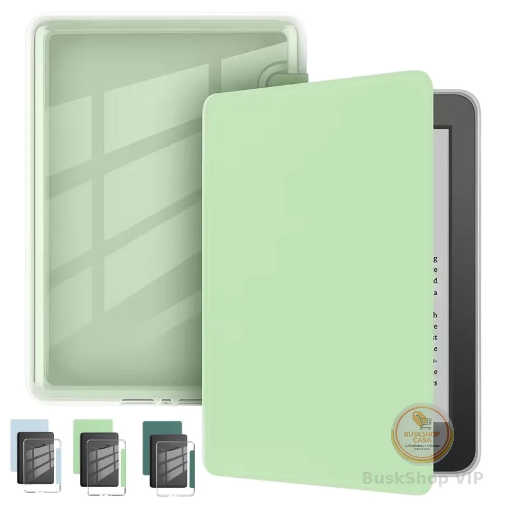 Capa Para Kindle 11ª Geração 2024 e 2022 (C2V2L3 e RS23CV) 6 Polegadas Acrílico Sistema de Hibernação - Fechamento Magnético (Verde Claro)