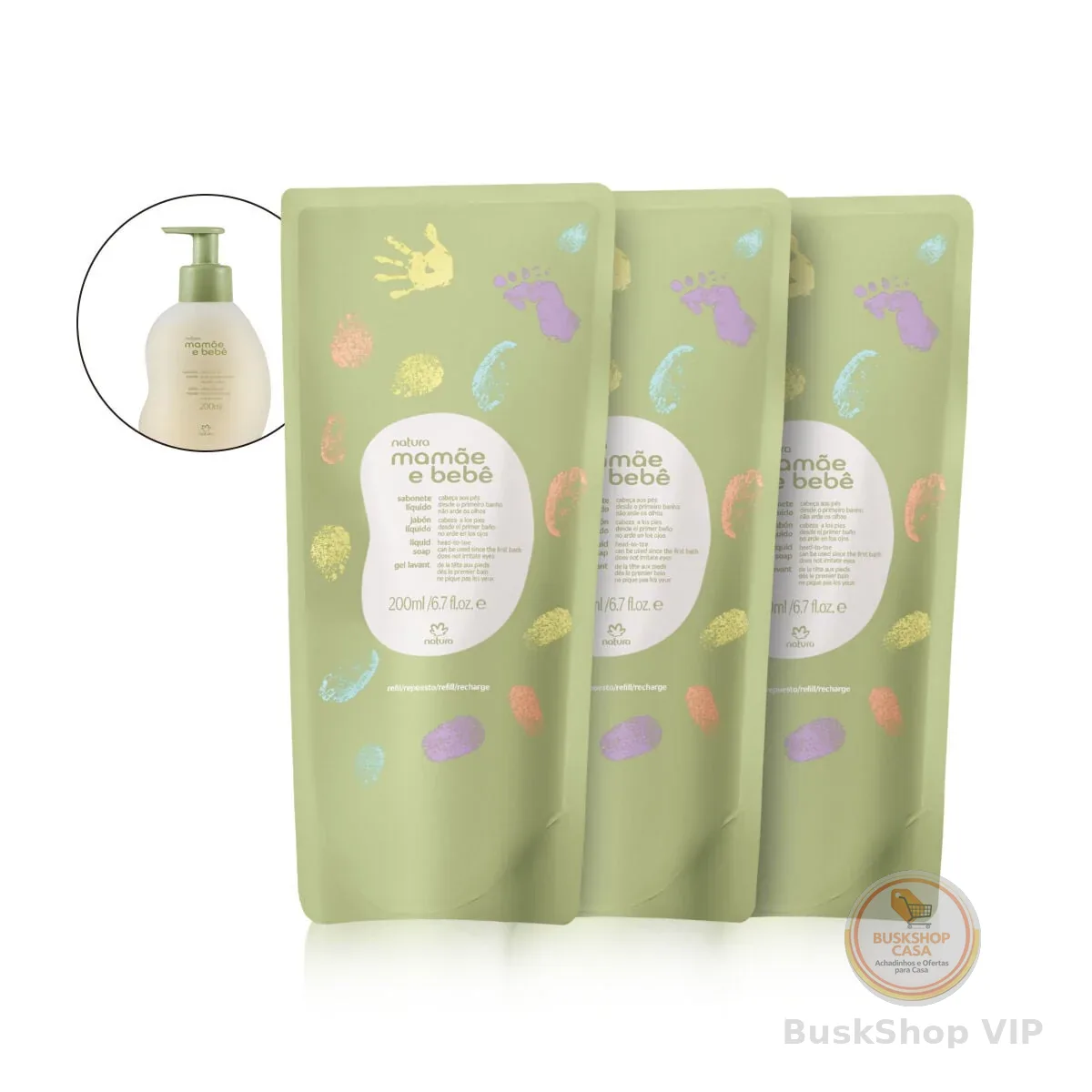 Kit Refil Sabonete Líquido da Cabeça aos Pés Mamãe e Bebê (3 unidades)