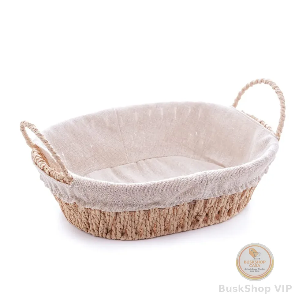 WOLFF - Cesta Oval com Alça em Papel com Forro em Tecido 30,5cm x 21cm x 12cm