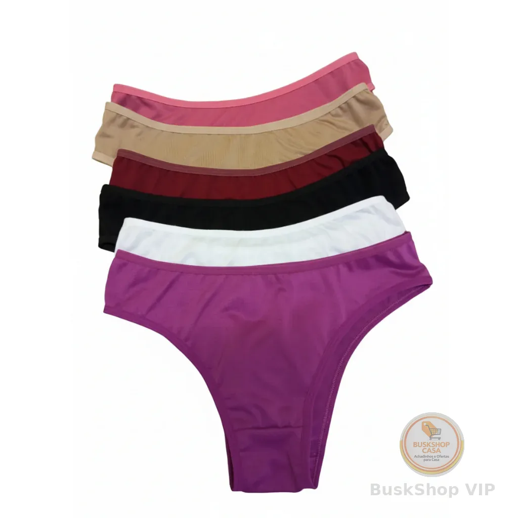 Kit 5 Calcinhas Suede Algodão Cotton | Lingerie Básica Feminina Confortável Premium