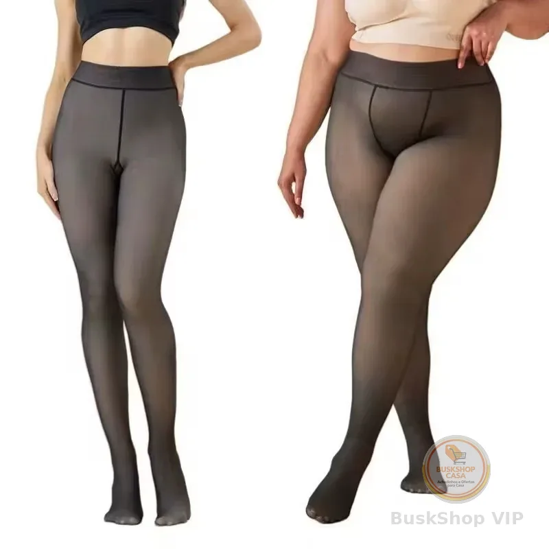 Meia-Calça Térmica Forrado Grosso Translúcido Leggings De Lã Quente Das Mulheres De Winte