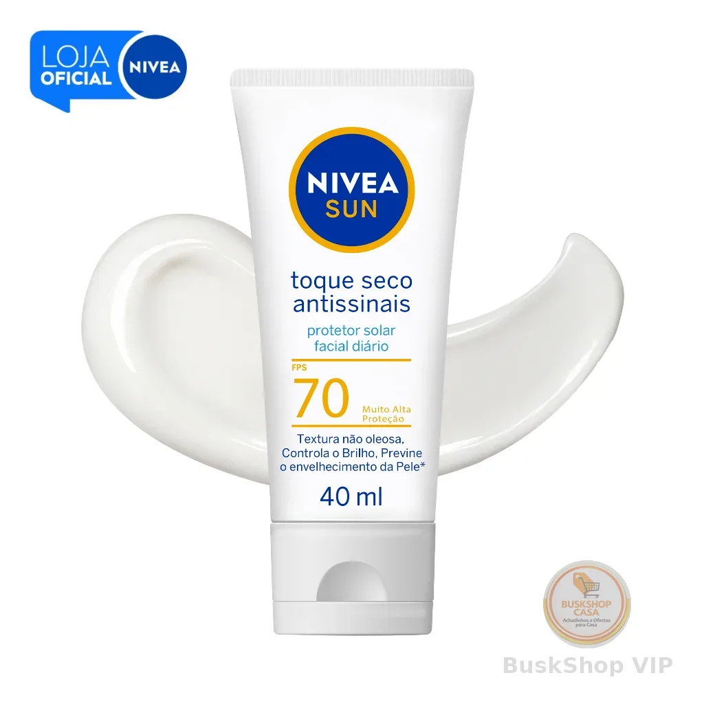 NIVEA SUN Protetor Solar Facial Toque Seco Antissinais FPS 70 40ml