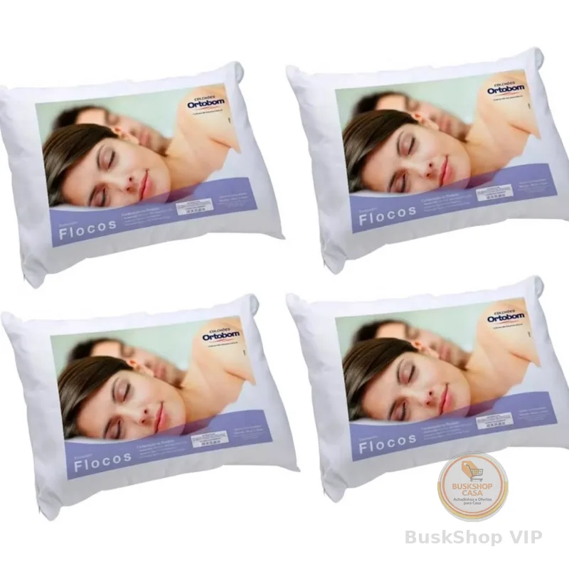 Kit 4 Travesseiro Ortobom Flocos antialérgico 60x40cm mais firme