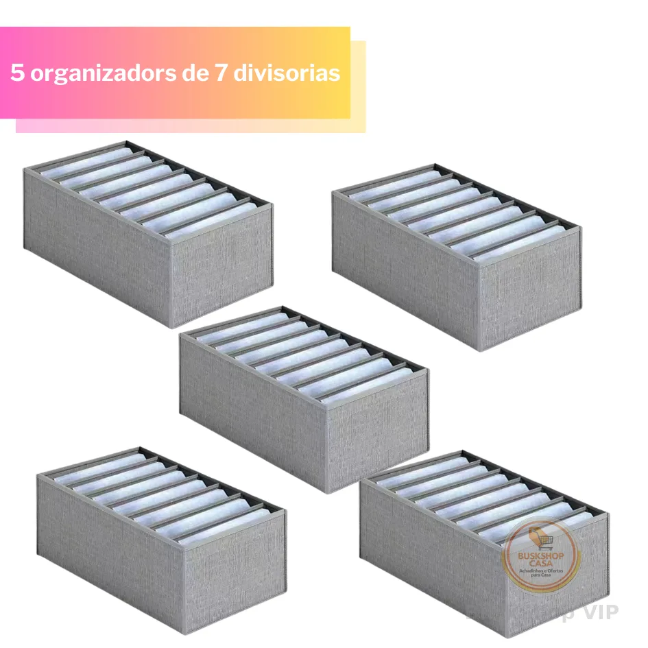 KIT 5 Organizador De Gavetas De Jeans Dobráveis/Roupas De Compartimento De Malha Economia De Espaço Em Casa ND-06