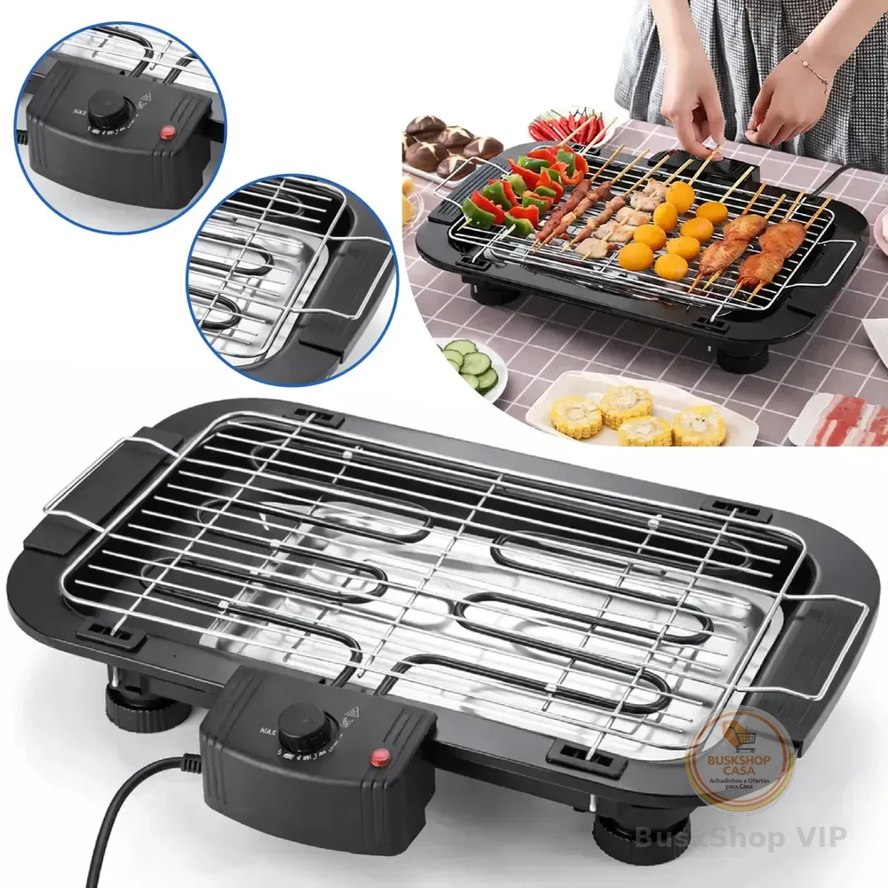 Churrasqueira Elétrica Grande Steak Grill Para Apartamento 220v Sem Fumaça Preto - Aero Home