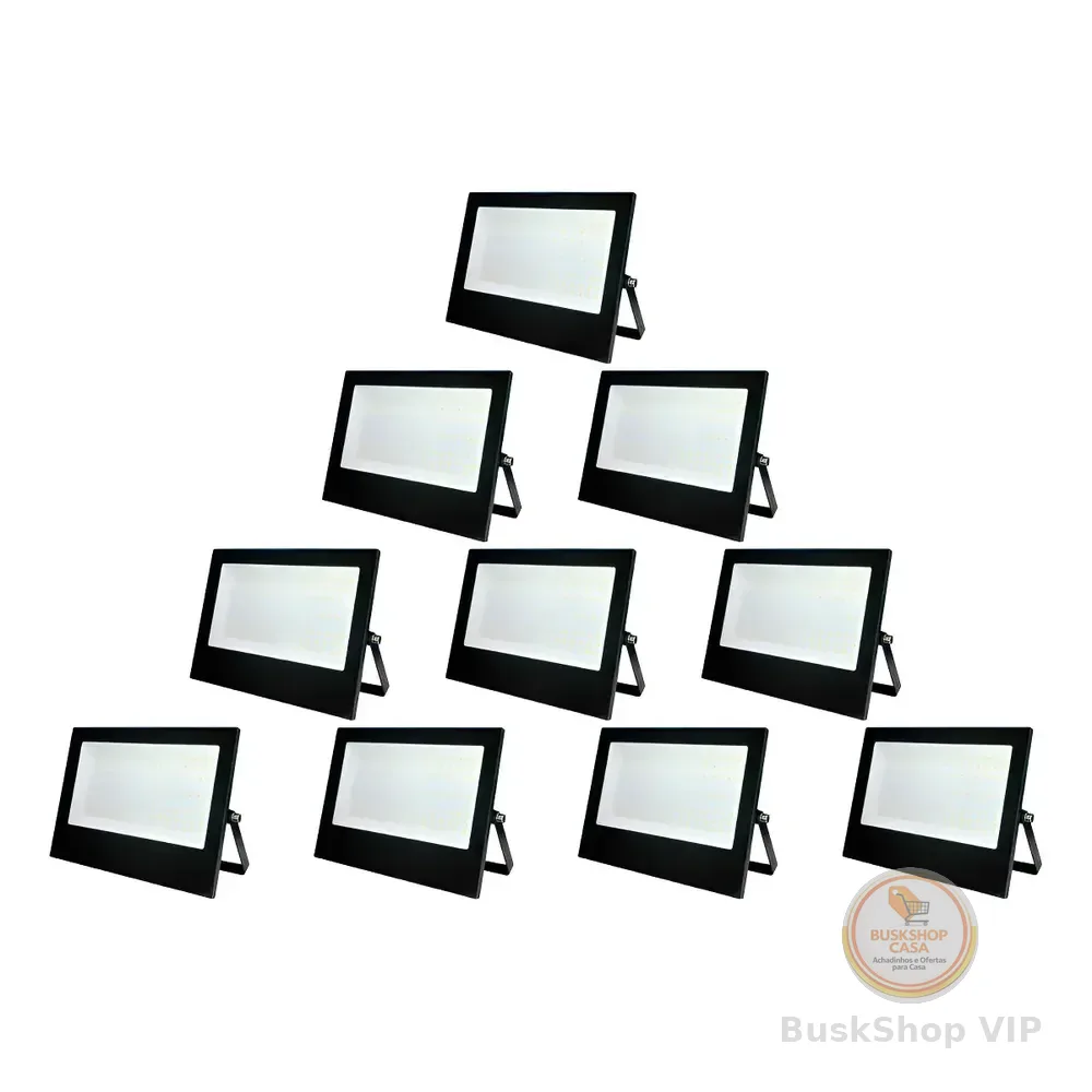 Kit 10 Refletor Led Slim Externo 200w 6500k Branco Frio Ip66 110v/220v Bivolt Preto Cod: Alut000702-10 Alut By Avant 127/220v Branco Frio 6500k