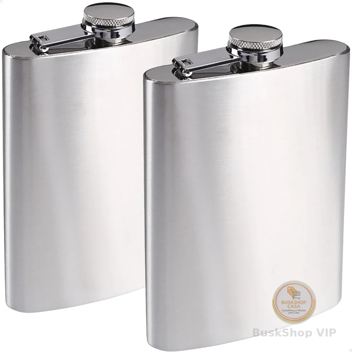 Kit 2 Cantis de Bolso em Aço Inox Premium Antivazamento – Porta Bebida para Whisky Vodka Rum Gin – Cantil Portátil Discreto para Viagem Festa e Presente