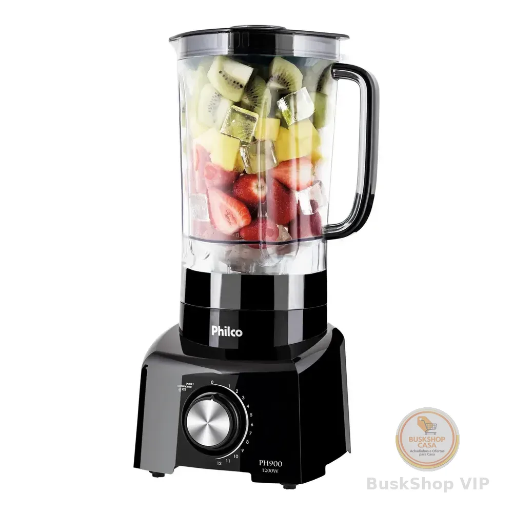 Liquidificador Philco 1200w 3l 12 Velocidades Preto Ph900 127v