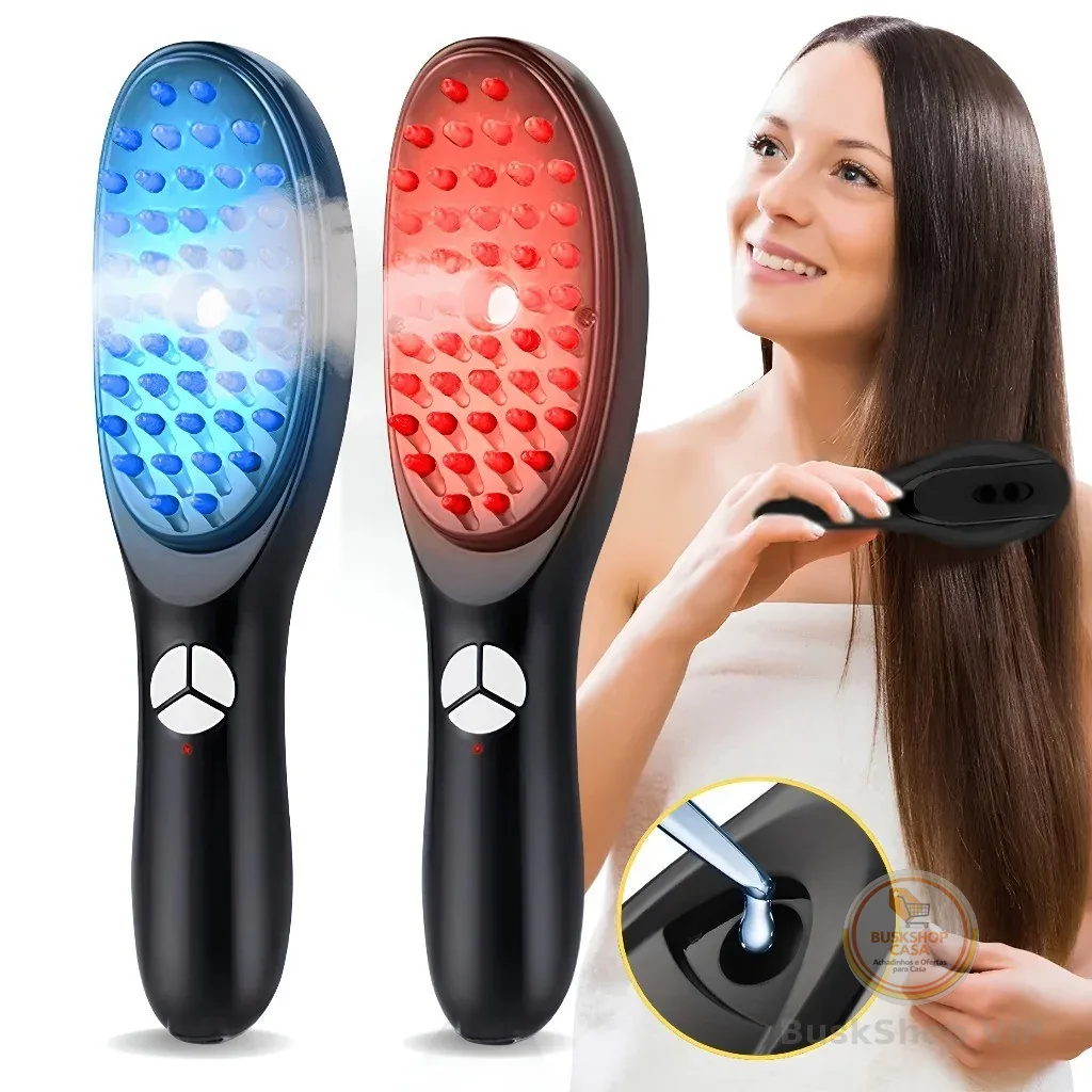Escova Massageadora com Laser 4 em 1 – Tratamento Capilar e Antiqueda