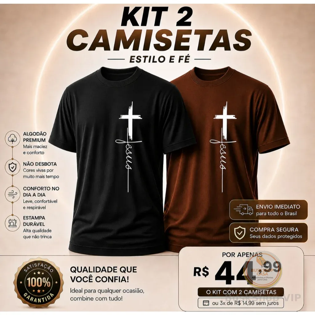 ✅ Conforto 100% Algodão ✅ Estilo Religioso ✅ Unissex Versátil