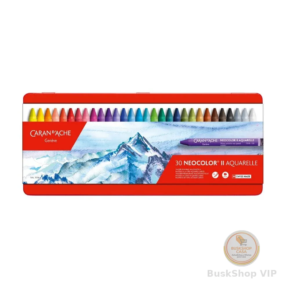 Estojo Giz Aquarelável Caran d’ Ache Neocolor II 30 Cores