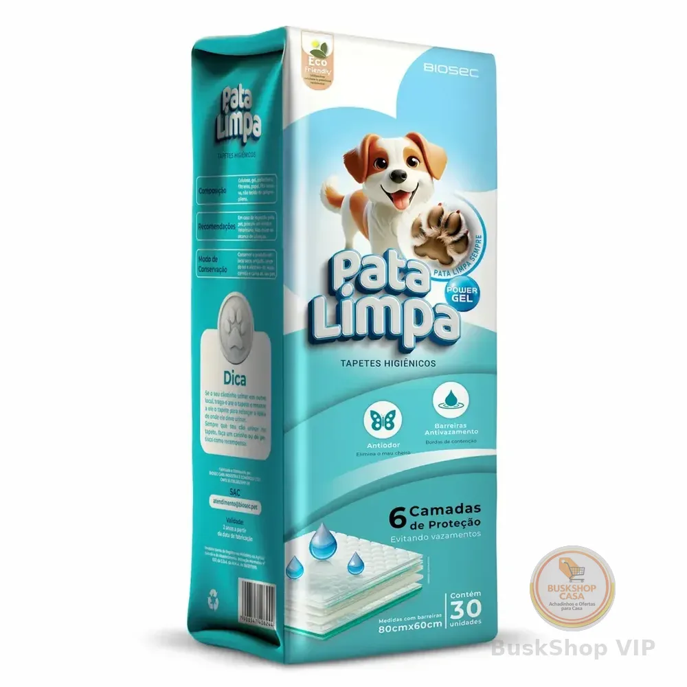 Tapete Higiênico 80x60 30un Pata Limpa Descartável Cachorro Pet Cão Fralda Manta Absorvente Branco