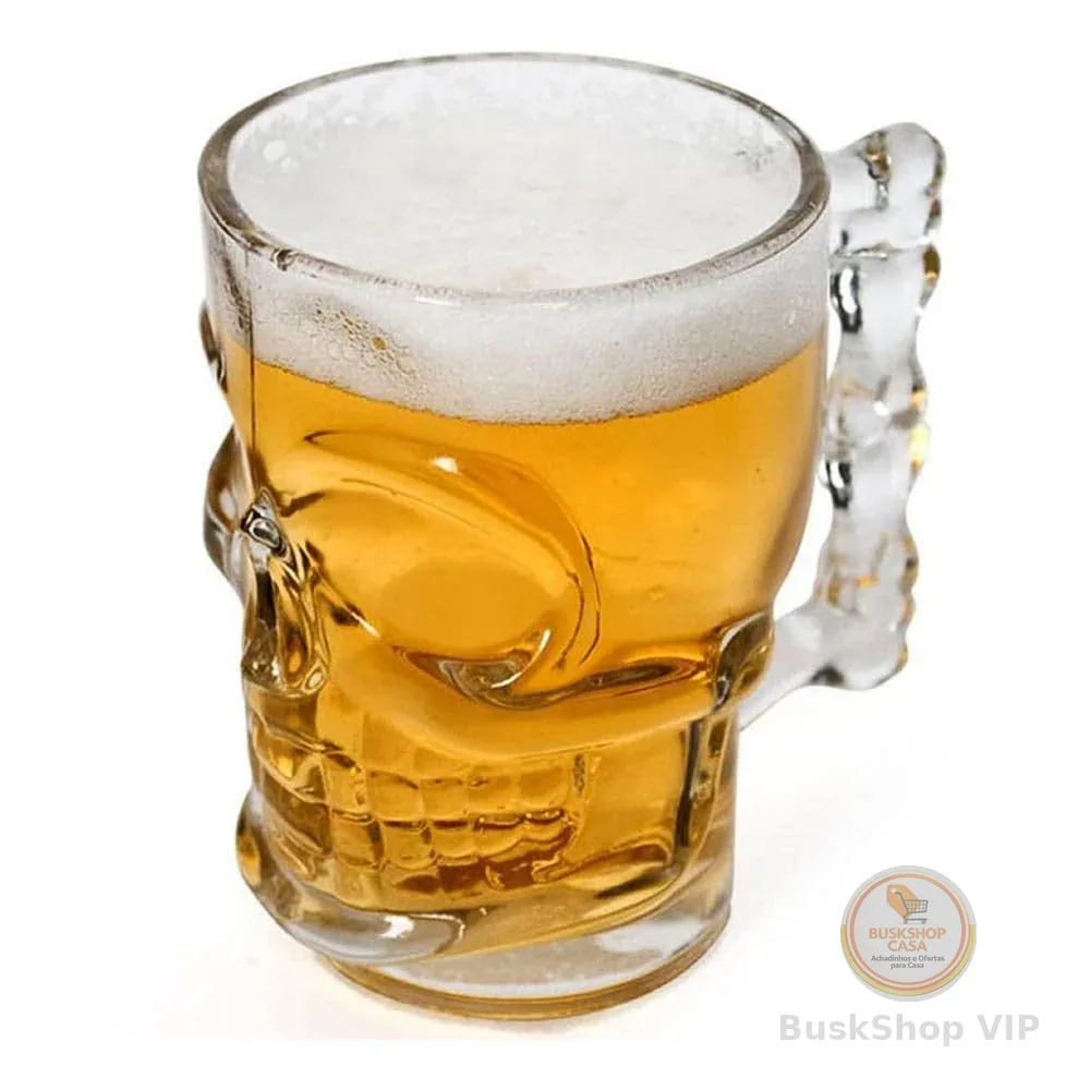 LYOR - Caneca para Chopp e Cerveja de Vidro Caveira Rock Style 510ml