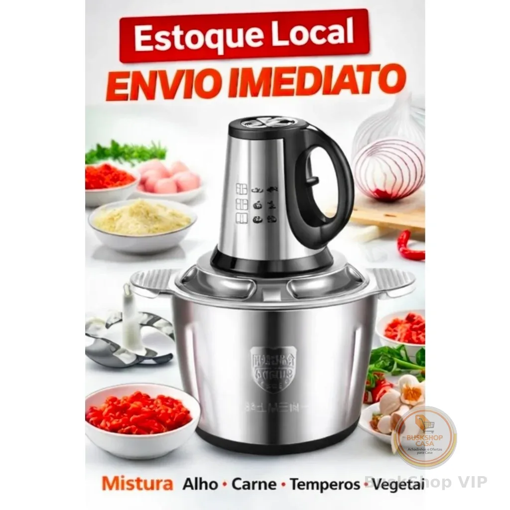 Picador De Alimentos Moedor De Carne Mixer Elétrica Processador Cozinha Casa Alho - 110v-220v