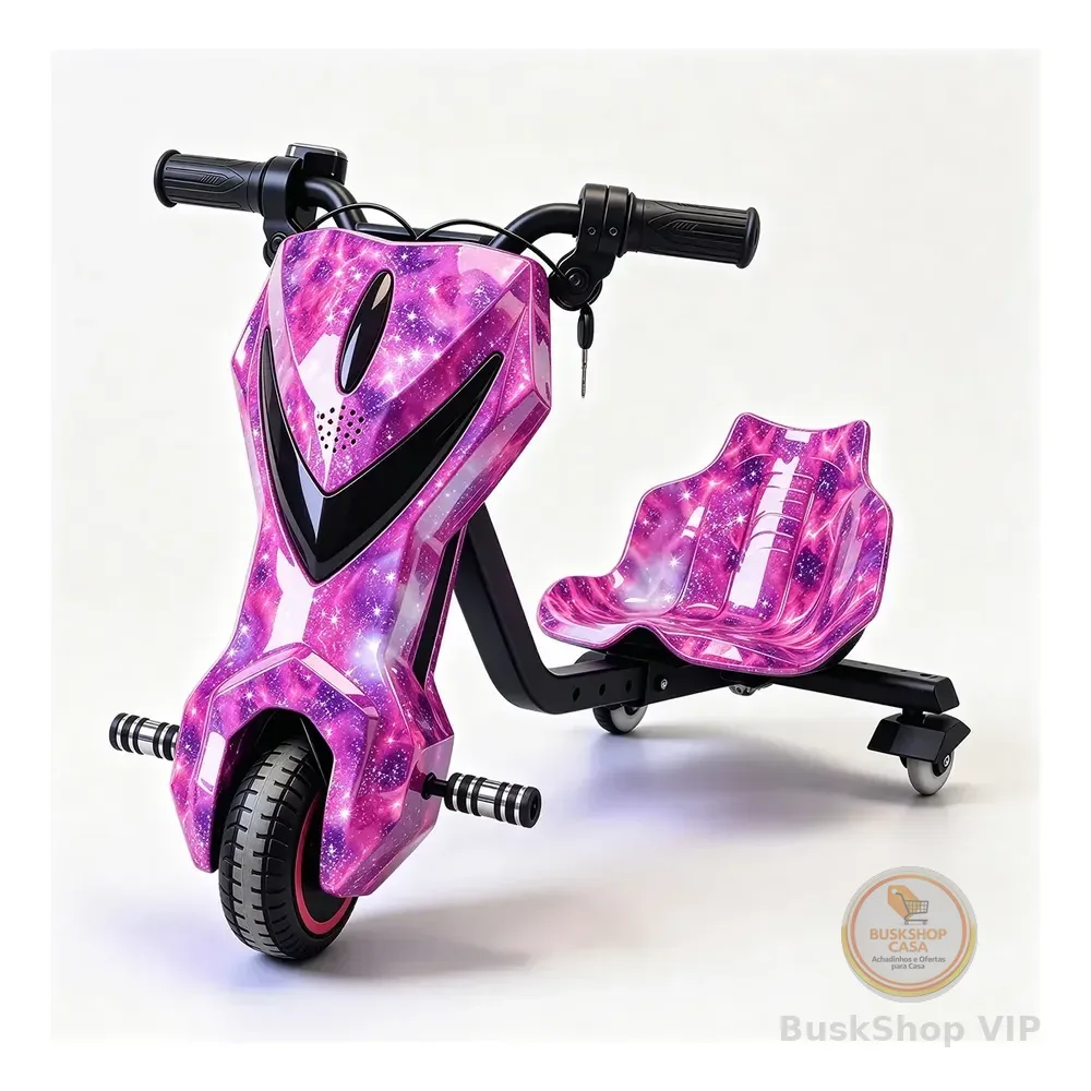 Patinete Elétrico Drift Triciclo Infantil Bluetooth 250w 36v Céu Estrelado Rosa