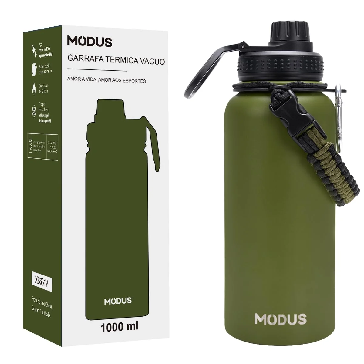 MODUS Garrafa Térmica Esportiva De Aço Inoxidável Com Isolamento A Vácuo De 950ML (Verde)