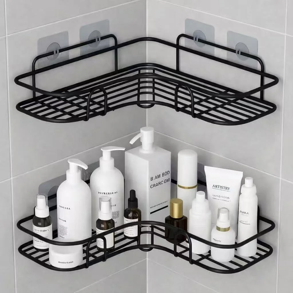 Sem Perfuração Prateleira Banheiro Fita Adesiva Forte, Organizador Shampoo Sabonete, Uso Banheiro Cozinha Lavanderia