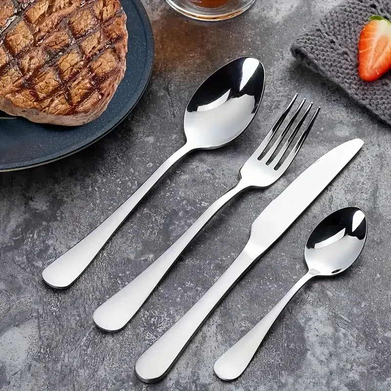 Talheres De Aço Inox Ouro 18 Peças Garfo Colher Faca Colher De Sobremesa Colher De Suco Promoções