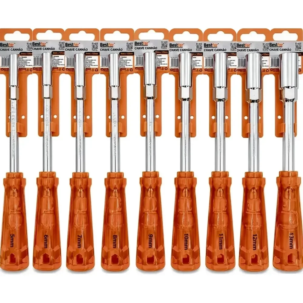 Jogo Chave Canhão Kit 9 Peças 5 A 13 Mm Alta Qualidade Laranja