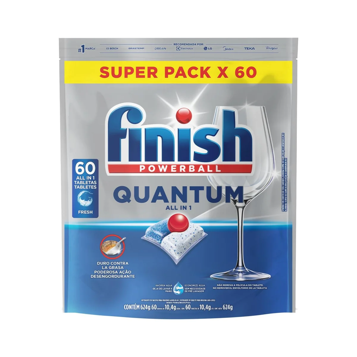 Finish Powerball Quantum, Detergente para Lava-Louças em Tabletes, 60 tabletes