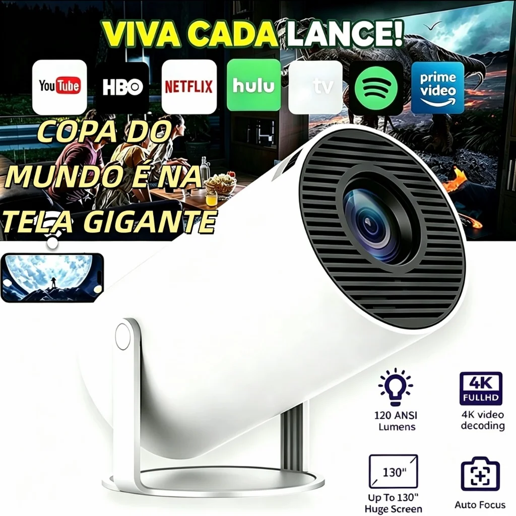 Projetor 4K HD 150 Polegadas Celular, Tv B0x, Xbox, PS, Pc, Wifi HY300 Pro Magcubic Envio Imediato