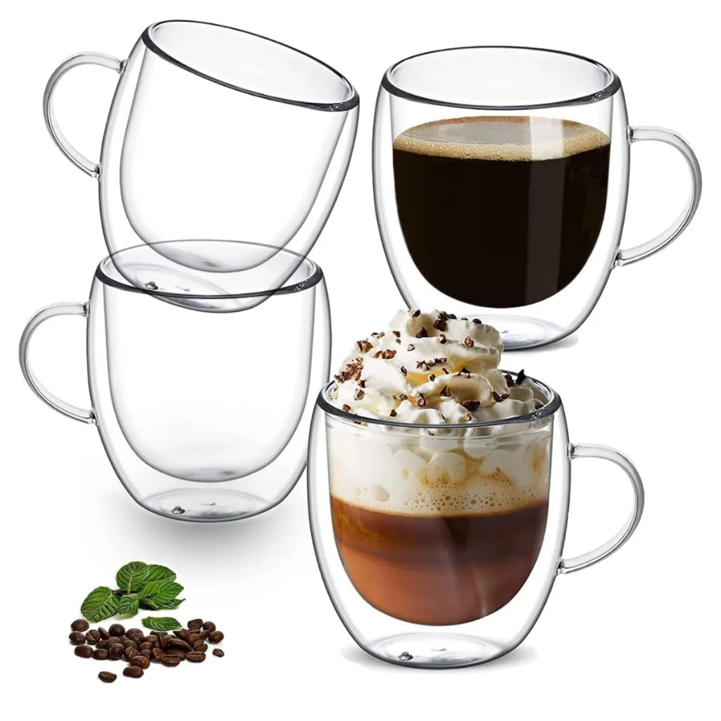 Copo Xícara Parede Dupla de Vidro 250 ml Copo de  Café Chá Suco Copo Duplo Isolante Térmico