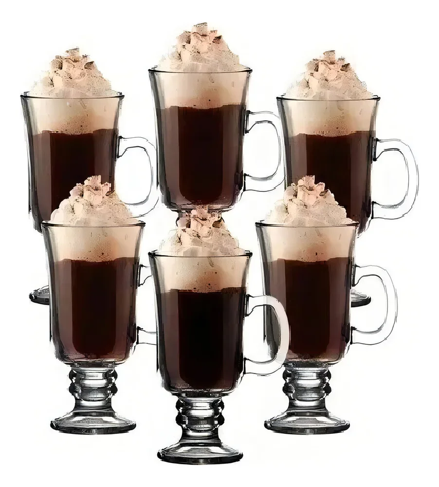 Jogo 6 Canecas Vidro Grosso Cappuccino Chá Café COK 230ml Apto Lava-louças