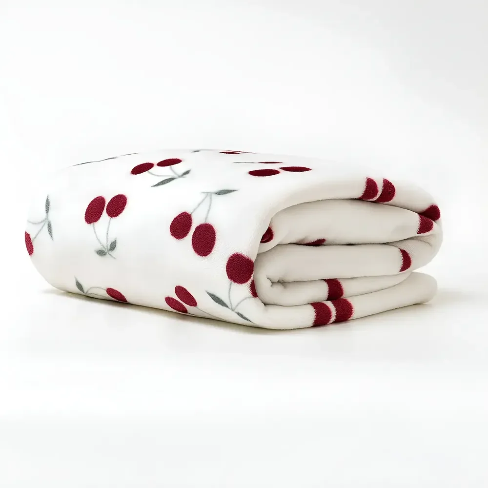 Cobertor Manta Flannel Soft King Queen 2,20x2,40 Luxo Cor Cerejas Desenho do Tecido Florido