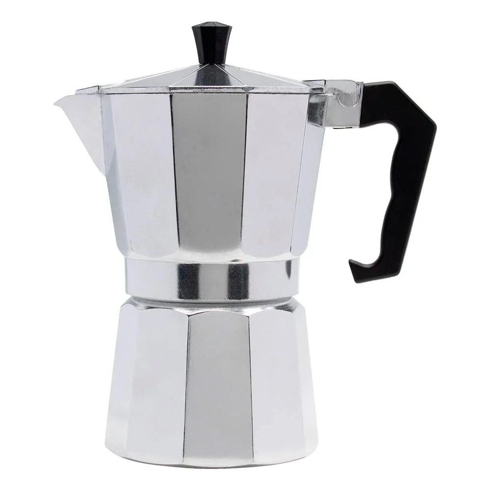 Mimo Style Cafeteira Italiana Moka de Aluminio Com Alça Café Expresso Para 6 Cafézinhos, Capacidade 300 ml, Feita de Materiais Leves e de Alta Qualidade Ideal Para sua Cozinha, Express Coffee