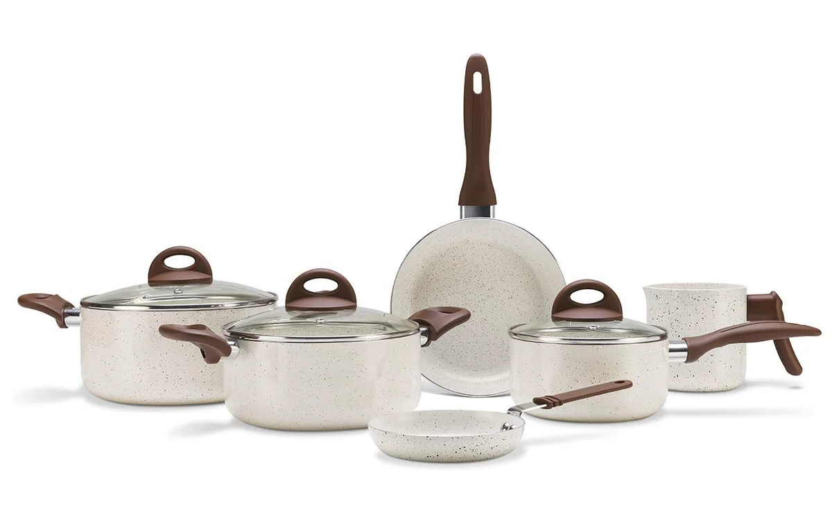 Brinox - Jogo de Panelas Antiaderente Ceramic Life 6 Peças Smart Plus - Vanilla