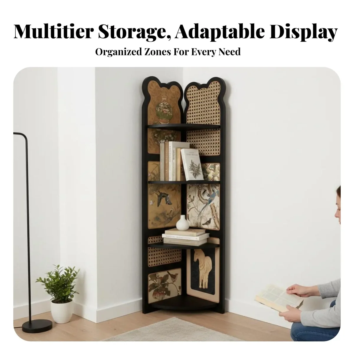 Estante Triangular de Canto com Múltiplos Níveis, Design Vintage que Economiza Espaço para Amantes de Design, Quarto