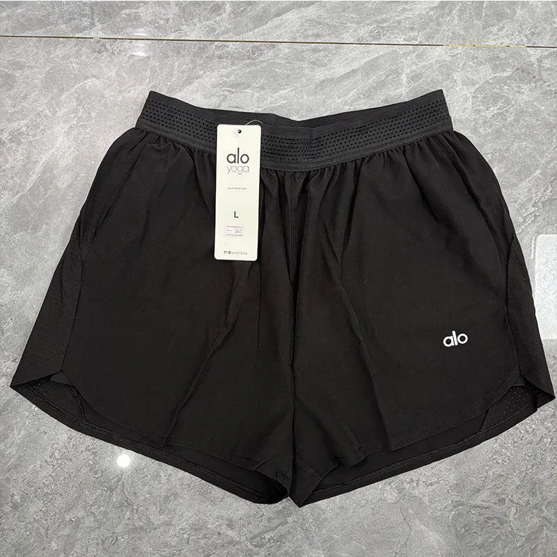 Shorts esportivos soltos femininos, imitação de shorts de Fitness para ioga de duas peças