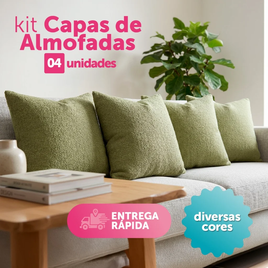 Kit 4 Capas de Almofada 45 cm x 45 cm Palazzo Moderno Decorativa para Sala Quarto Escritório de Luxo