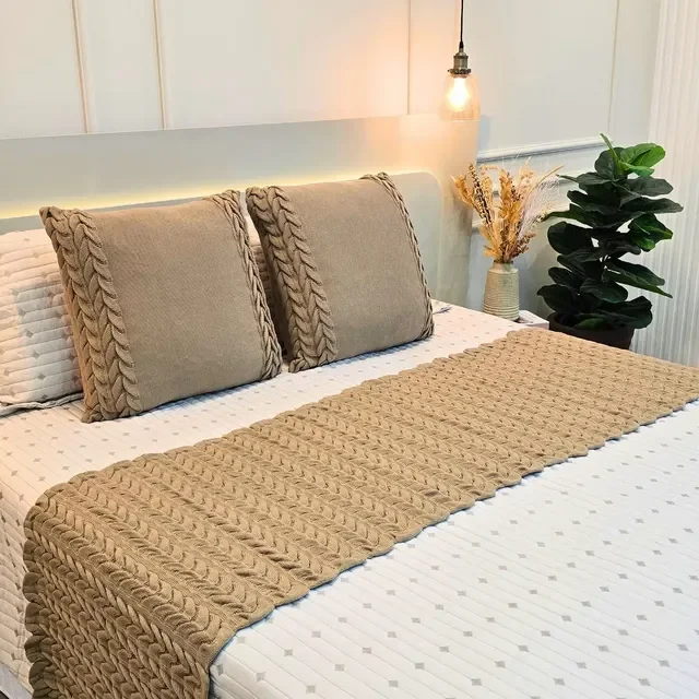 Peseira Manta Tricot Sofá Cama Queen Aconchego Home Decor