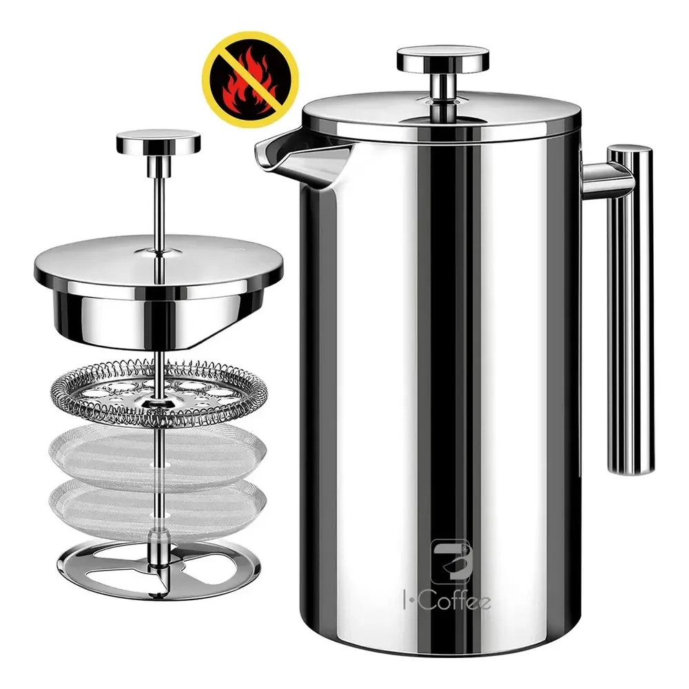 Icoffee Prensa Francesa Inox | 0.7l Cor Prateado Aço Inoxidável 127/220v