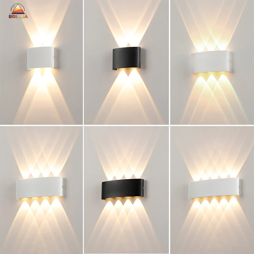 Arandela LED Meia Lua de Parede Luminária Fachos  4w 6w 8w 10w Branco Ou Preta Branco Quente Bivolt