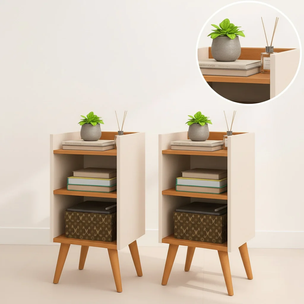 Kit 2 Mesa de Cabeceira ou Unitário para Quarto Charme Retrô Várias Cores Apoio de Cama Mesinha