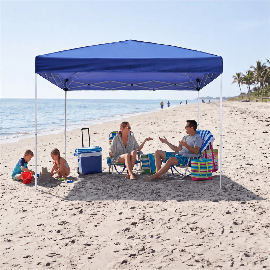 Tenda Gazebo Sanfonada 3x3 Dobrável Reforçada Impermeável Para Camping Eventos Feira Praia Com Bolsa Transporte Azul