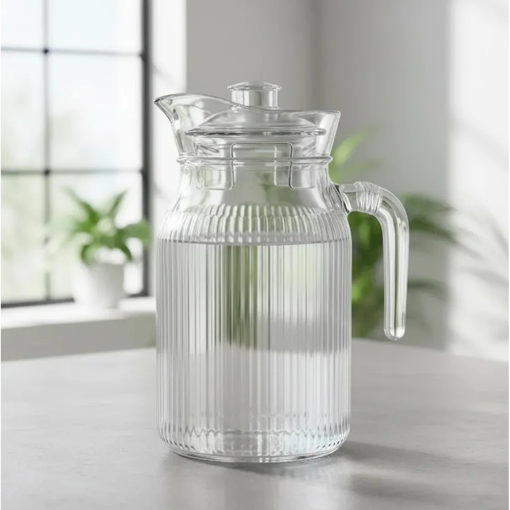 Jarra De Vidro Com Tampa Aclilica 1,2 Litro Agua Suco Vinho