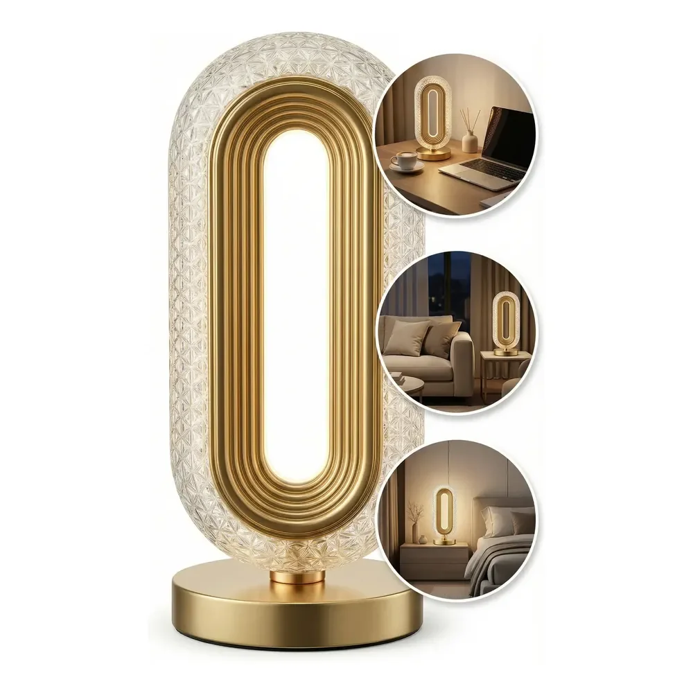 Luminária Abajur Mesa Cabeceira Led Criativa Recarregável Dourado 127/220v