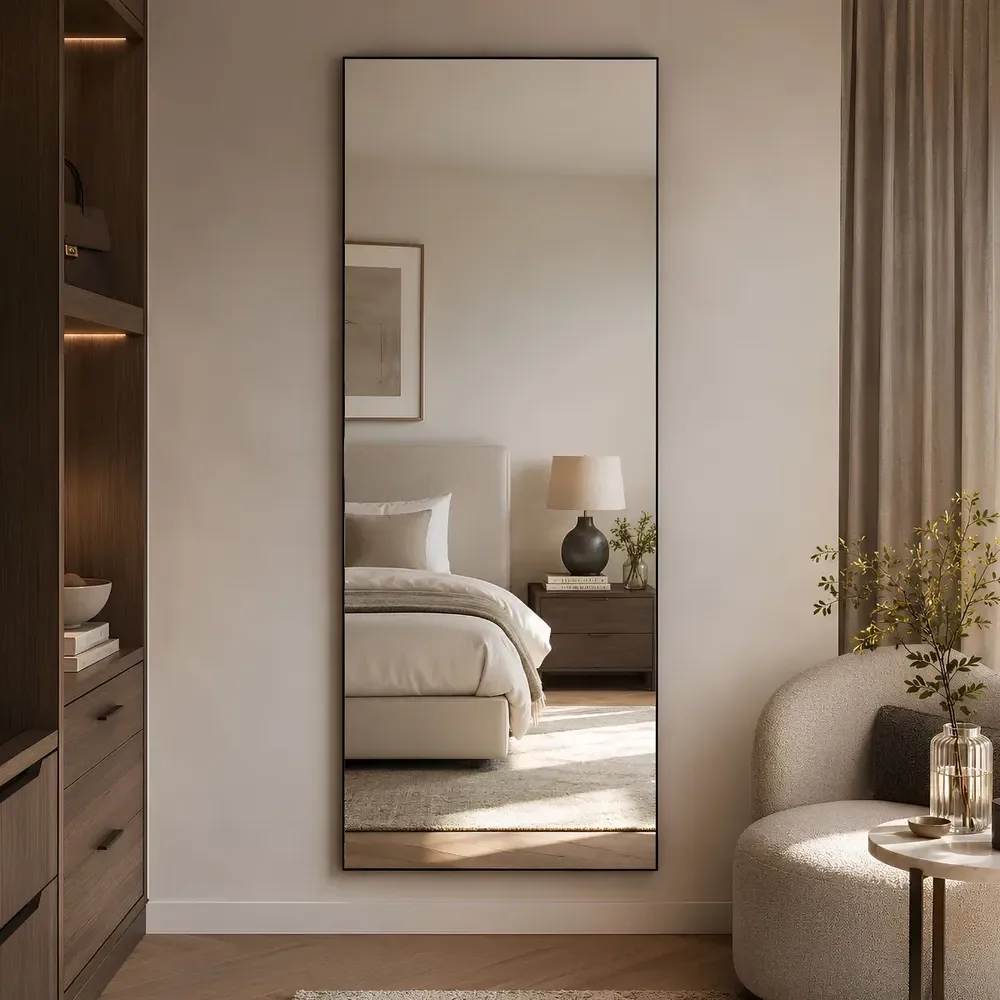 Espelho Mirano Lisboa 100x40cm Design Lapidado Luxo Moderno Suporte