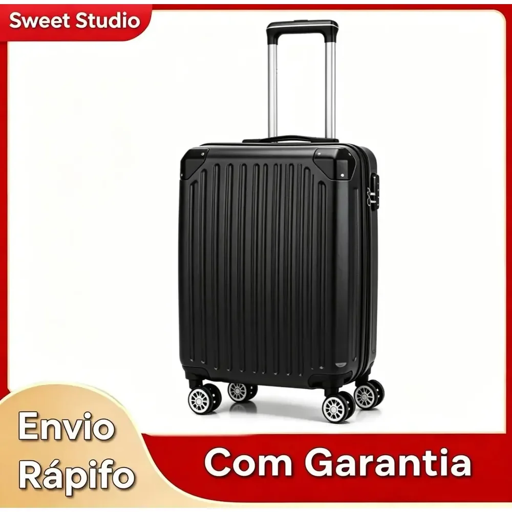 Mala De Bordo Rígida Sweet Studio Em Abs Com Rodas 360° Para Viagem Preto Mala 2075