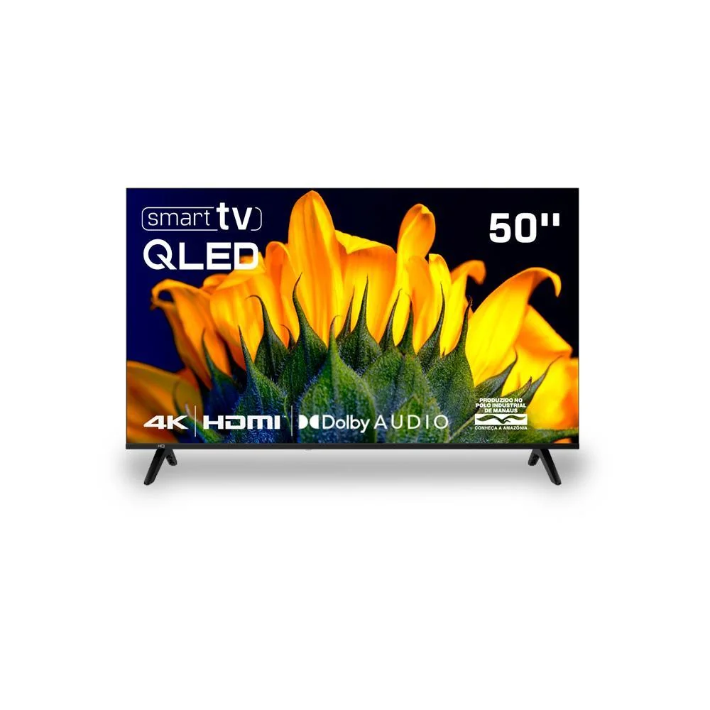 Smart TV HQ QLED 50 Polegadas HQ-QLED50SM 4K Wi-Fi Bluetooth, Dolby Audio, Apps, Netflix, YouTube e Prime Video, 3 HDMI
