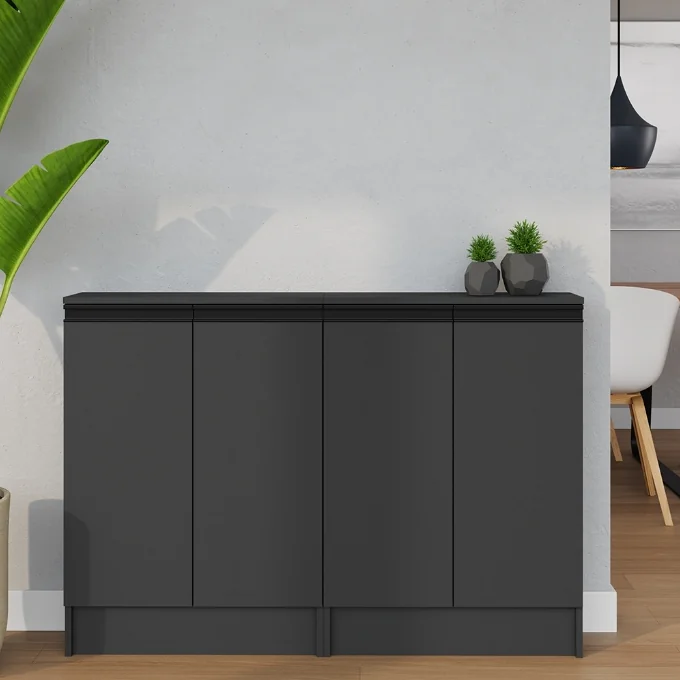 Despensa Balcão Estreito Compacto Multiuso MDF Nicho Aparador Mini Dispensa Entregue Montado Chumbo