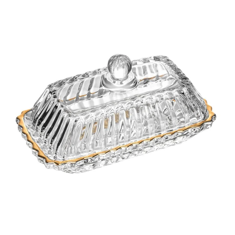 Manteigueira Imperatriz de Cristal com Fio de Ouro - Wolff