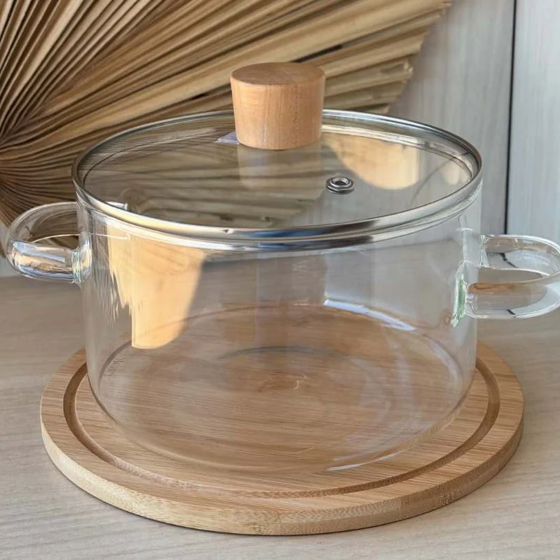 Caçarola Antiaderente Panela de Vidro com tampa 1,4L - para servir - decorativa